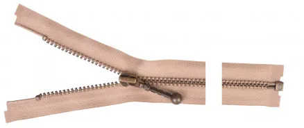 YKK Jaettava Vetoketju Antiikkimessinki 30cm 4mm Beige