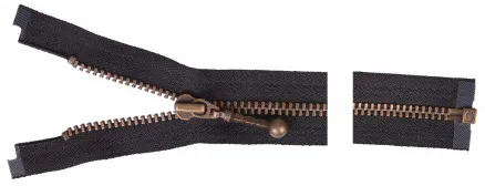 YKK Avattava Vetoketju Antiikkimessinki 50cm 4mm Musta