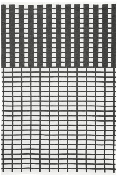 KRISTINA DAM STUDIO Contemporary torkkupeitto - offwhite ja musta puuvilla (180x130)