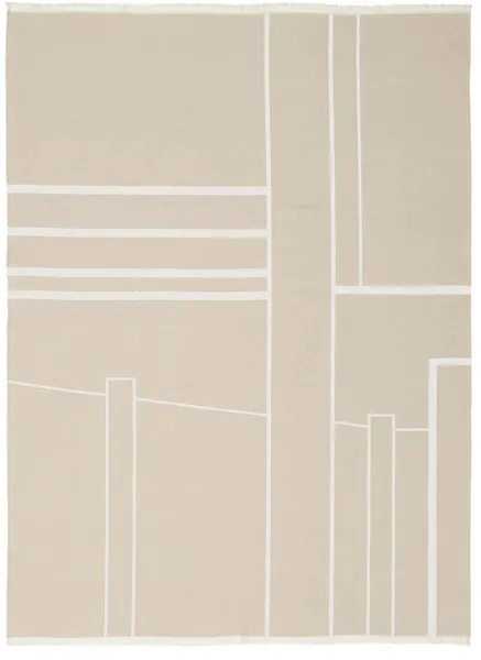 KRISTINA DAM STUDIO Architecture torkkupeitto - offwhite ja beige puuvilla (180x130)